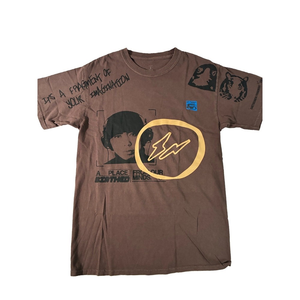 Travis Scott Cactus Jack Fragment Mocha Colored Graphic Shirt. Men's Size Medium